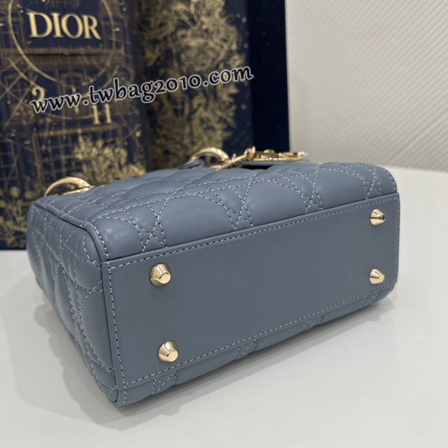 Dior专柜新款Lady女包迪奥高仿原单雾霾蓝Classic Lady戴妃包三格手提女包 djfk1420